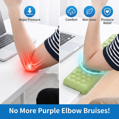 L-Shaped Desk Elbow Pads (2-Pack) - Adjustable Spacing Memory Foam Desk Edge Cushion for Forearm & Wrist Support, Ergonomic Desk Arm Rest for Office, Gaming & Home