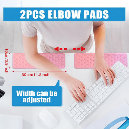 L-Shaped Desk Elbow Pads (2-Pack) - Adjustable Spacing Memory Foam Desk Edge Cushion for Forearm & Wrist Support, Ergonomic Desk Arm Rest for Office, Gaming & Home
