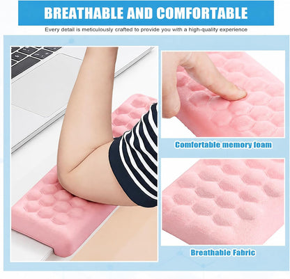 L-Shaped Desk Elbow Pads (2-Pack) - Adjustable Spacing Memory Foam Desk Edge Cushion for Forearm & Wrist Support, Ergonomic Desk Arm Rest for Office, Gaming & Home