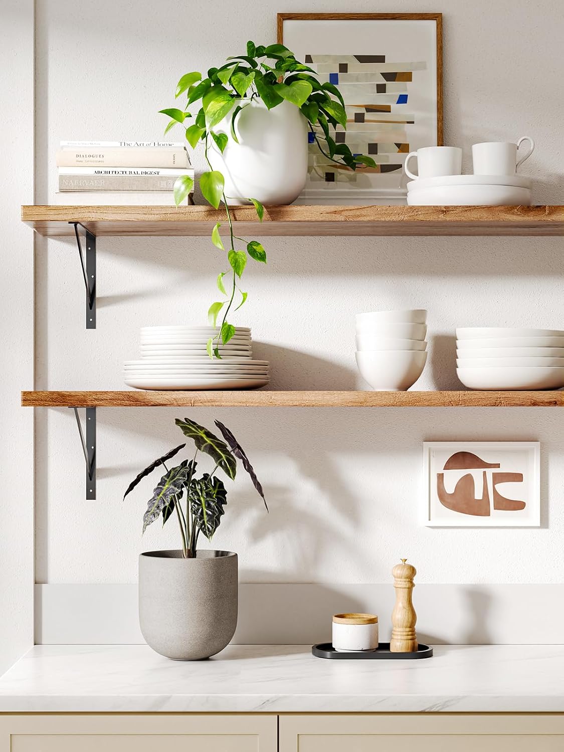 6 Inch Ceramic Plant Pot, Small Indoor Planter, Neutral Gray