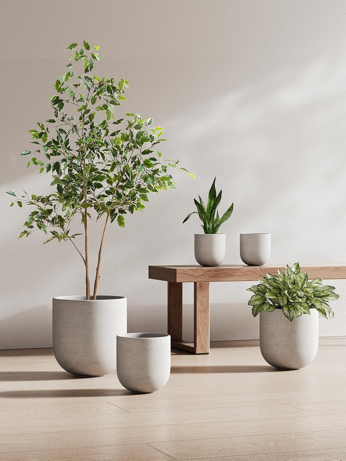 6 Inch Ceramic Plant Pot, Small Indoor Planter, Neutral Gray