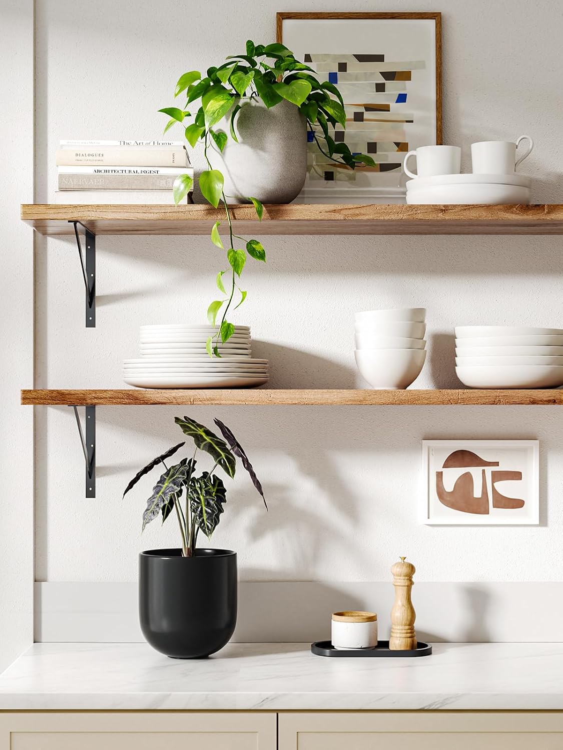 6 Inch Ceramic Plant Pot, Small Indoor Planter, Neutral Gray