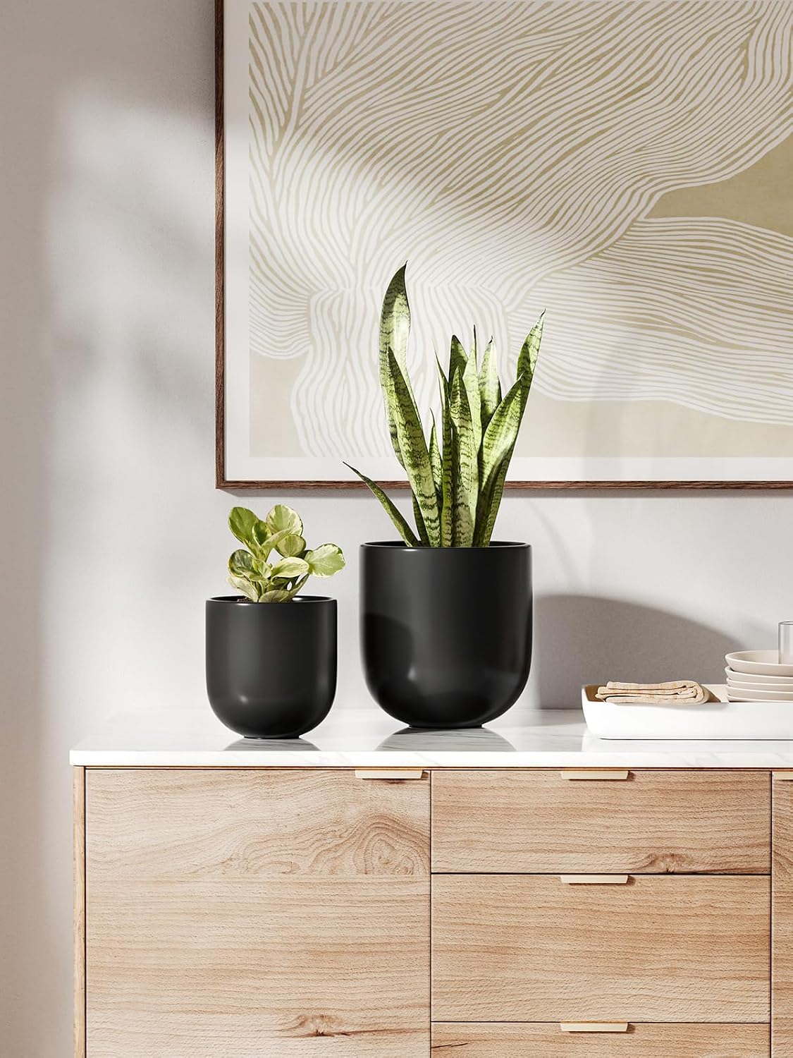 6 Inch Ceramic Plant Pot, Small Indoor Planter, Neutral Gray