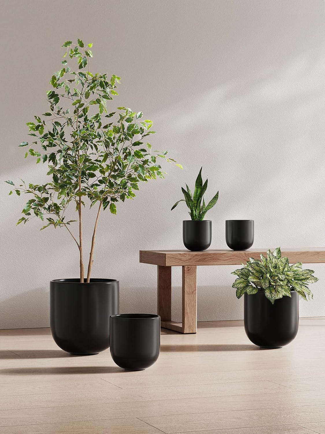6 Inch Ceramic Plant Pot, Small Indoor Planter, Neutral Gray