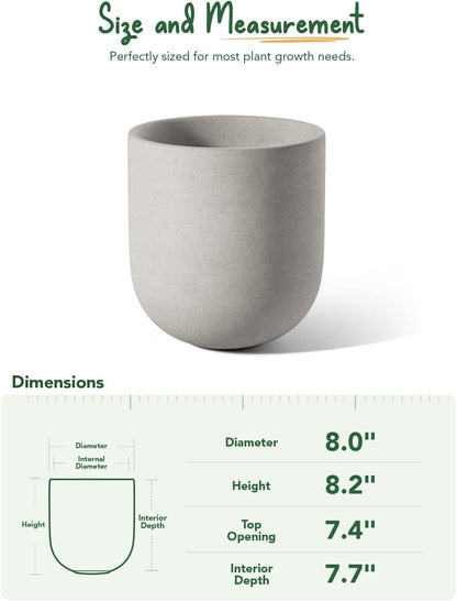 6 Inch Ceramic Plant Pot, Small Indoor Planter, Neutral Gray