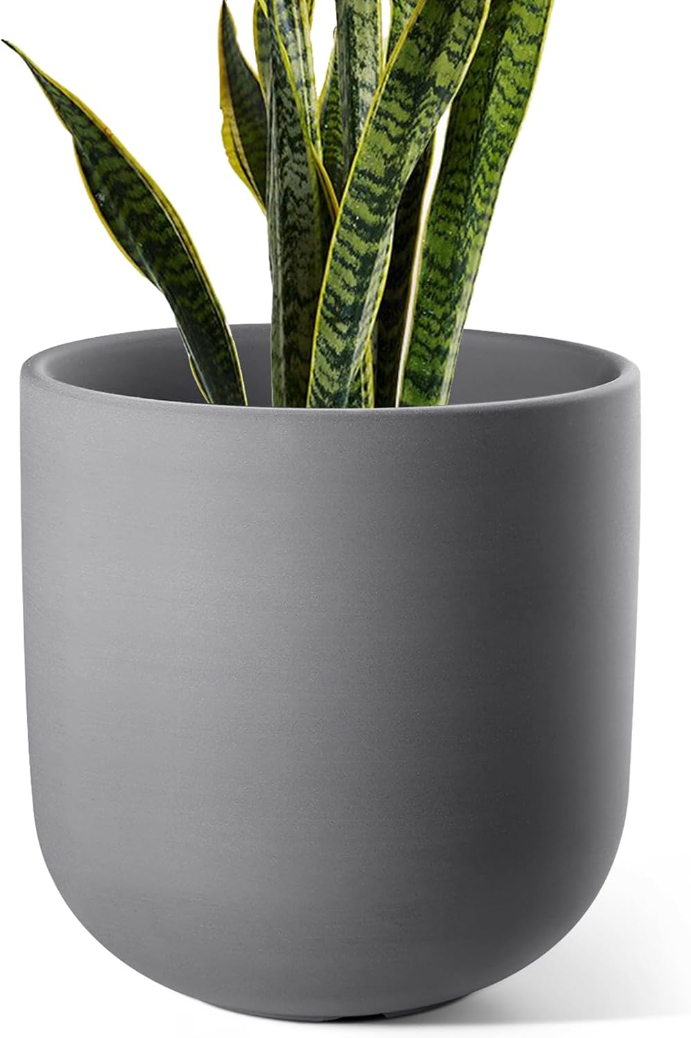 6 Inch Ceramic Plant Pot, Small Indoor Planter, Neutral Gray