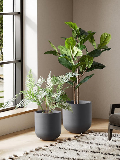 6 Inch Ceramic Plant Pot, Small Indoor Planter, Neutral Gray