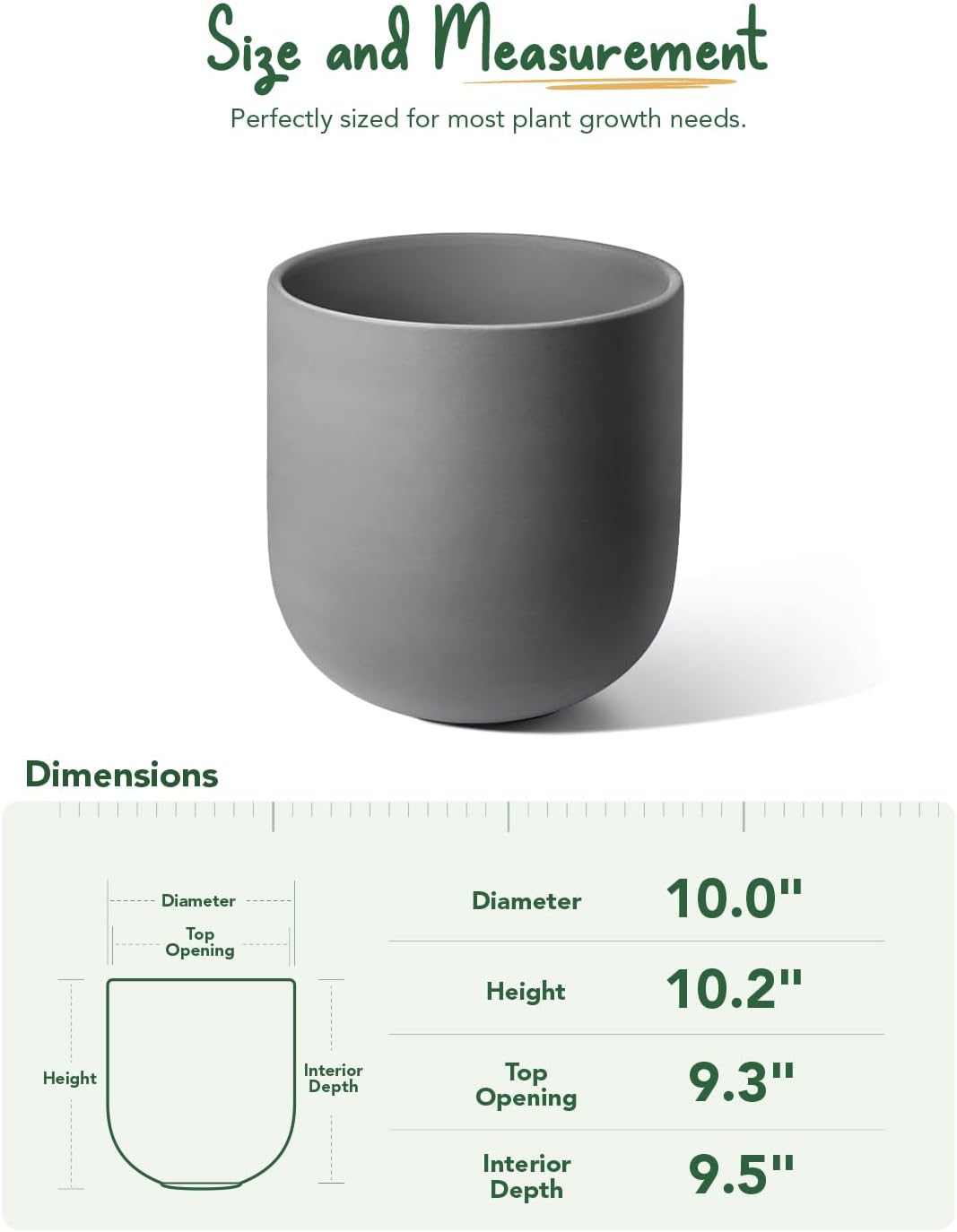 6 Inch Ceramic Plant Pot, Small Indoor Planter, Neutral Gray