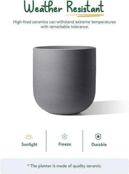 6 Inch Ceramic Plant Pot, Small Indoor Planter, Neutral Gray