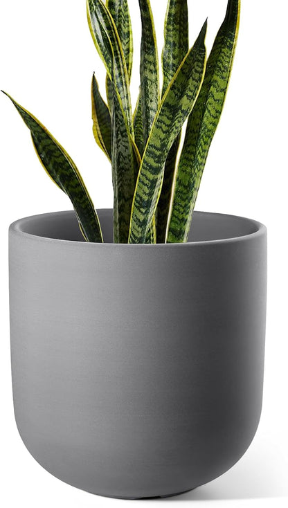 6 Inch Ceramic Plant Pot, Small Indoor Planter, Neutral Gray
