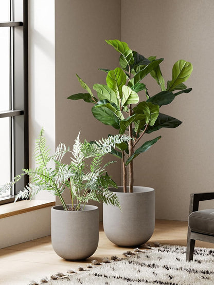 6 Inch Ceramic Plant Pot, Small Indoor Planter, Neutral Gray