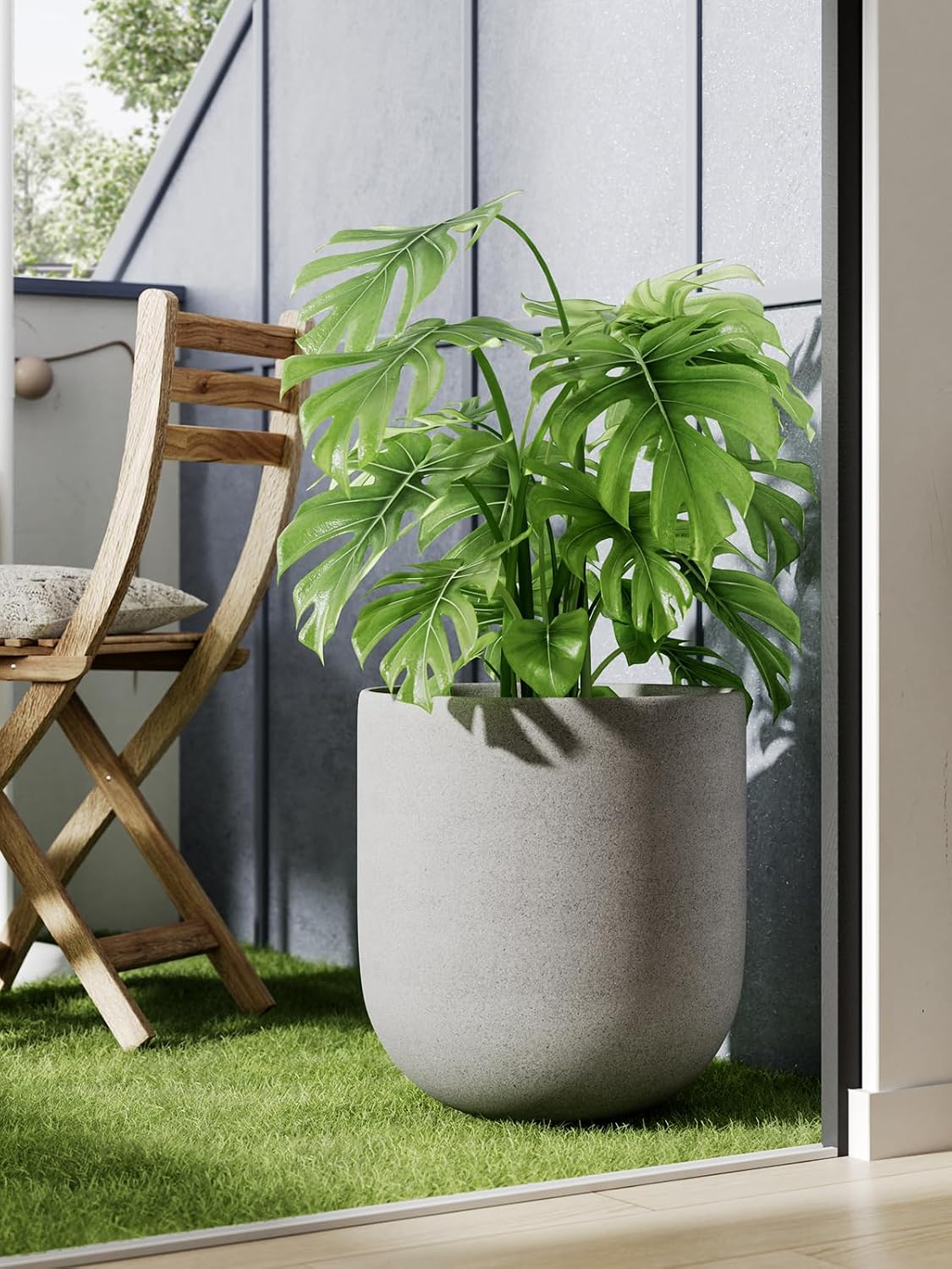 6 Inch Ceramic Plant Pot, Small Indoor Planter, Neutral Gray