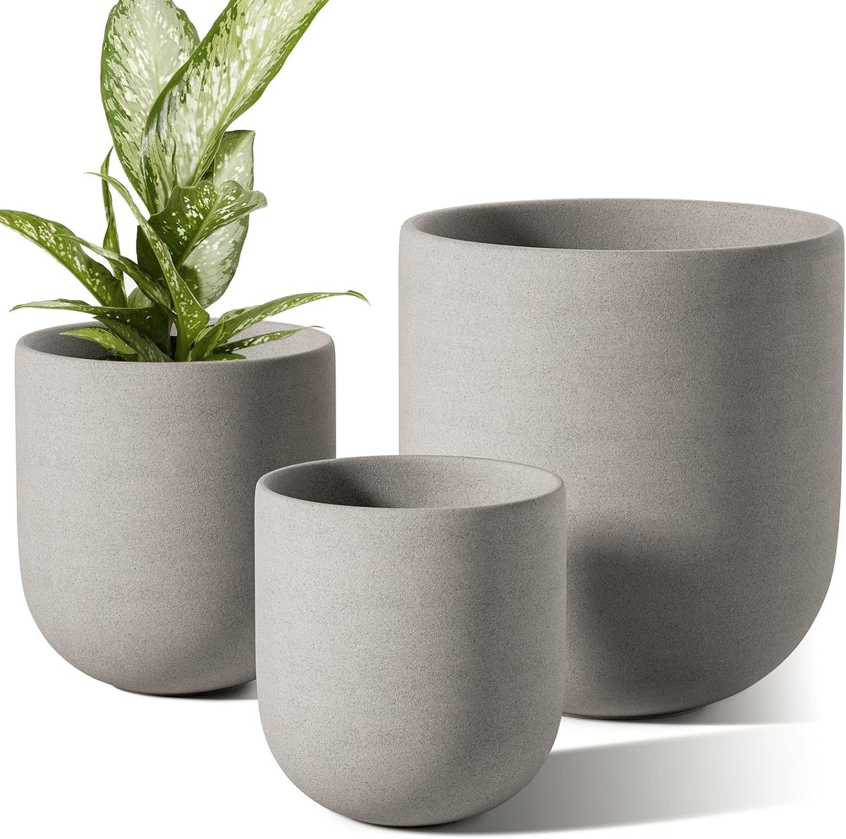 6 Inch Ceramic Plant Pot, Small Indoor Planter, Neutral Gray