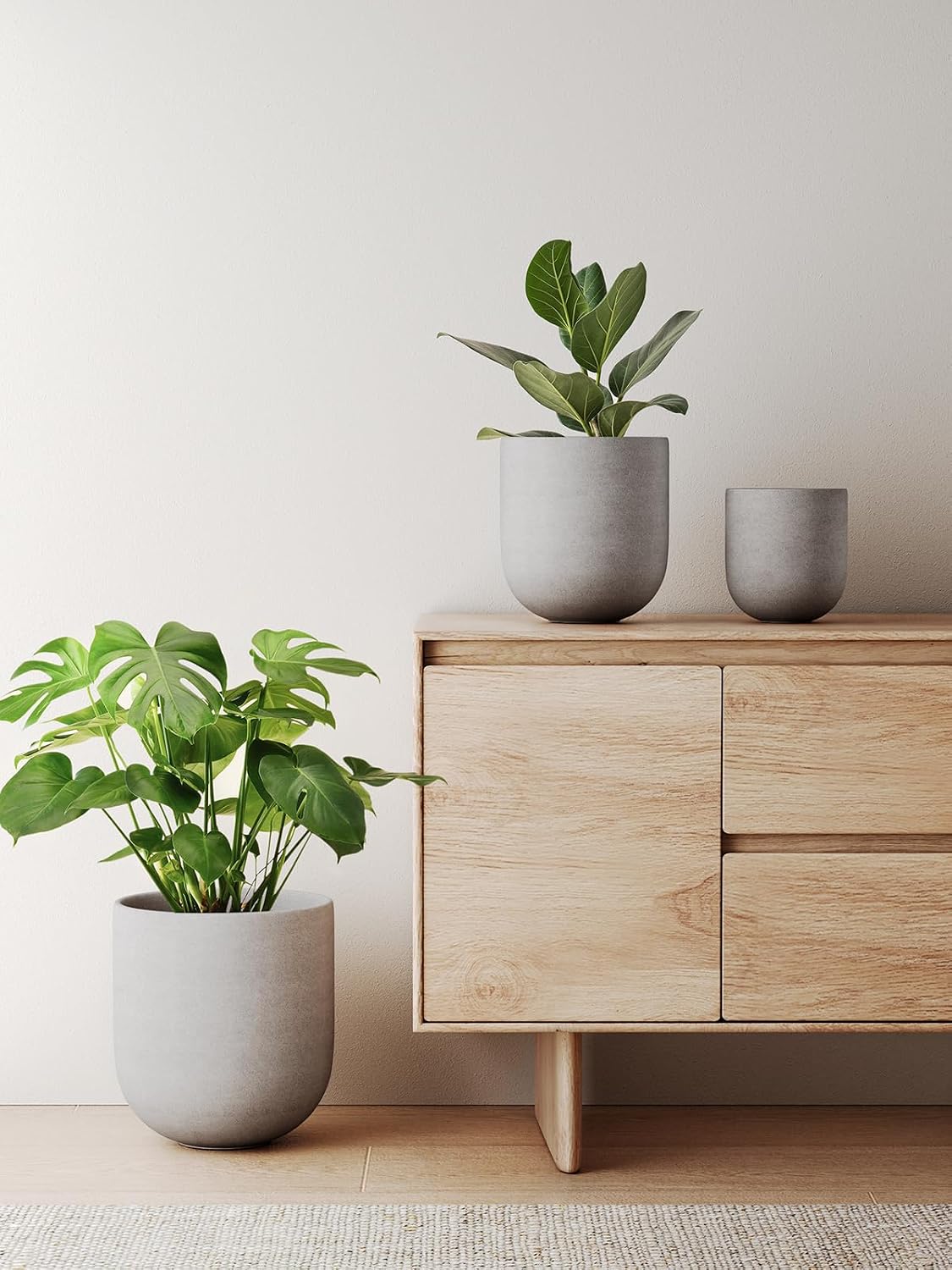 6 Inch Ceramic Plant Pot, Small Indoor Planter, Neutral Gray