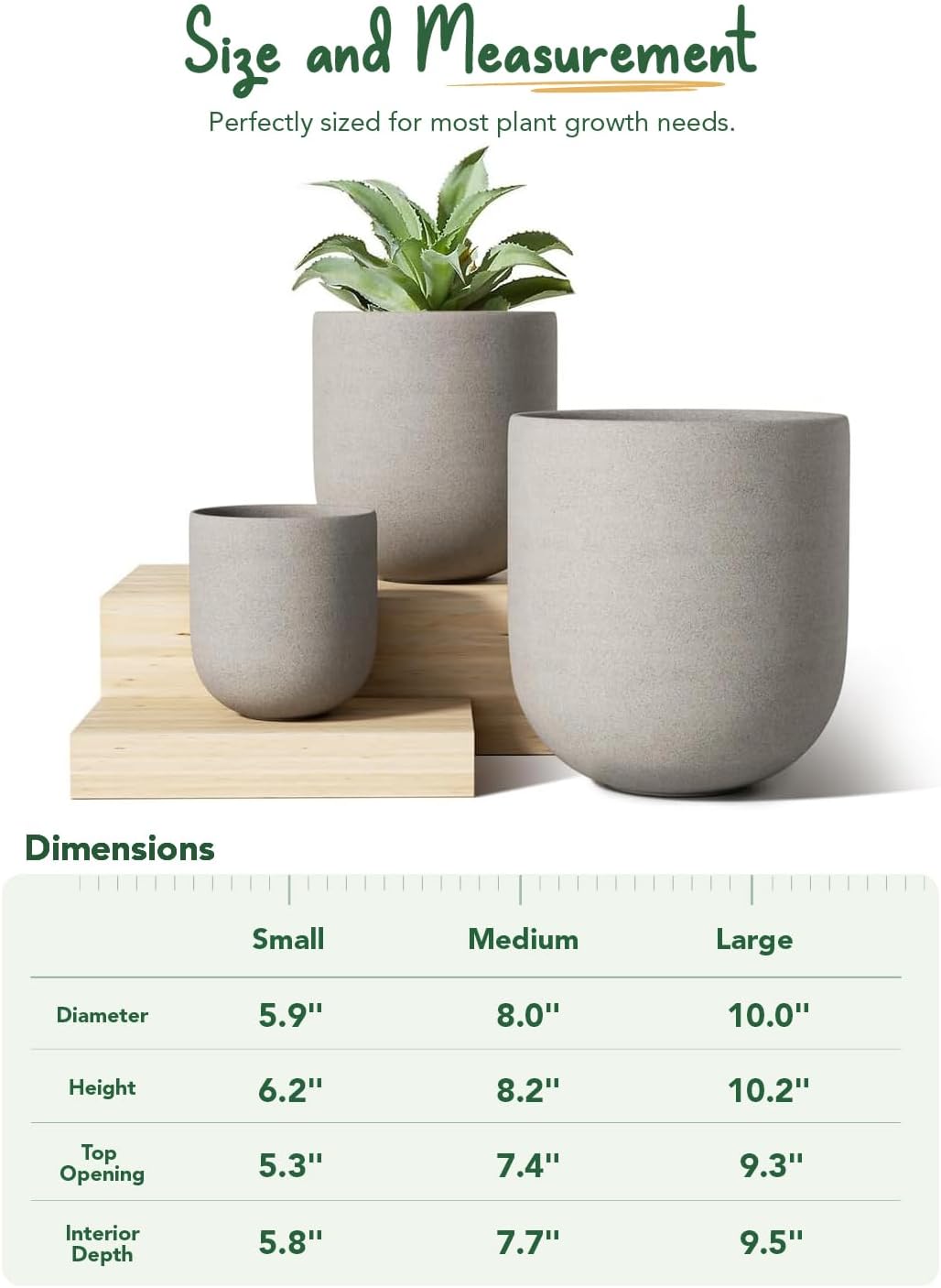 6 Inch Ceramic Plant Pot, Small Indoor Planter, Neutral Gray