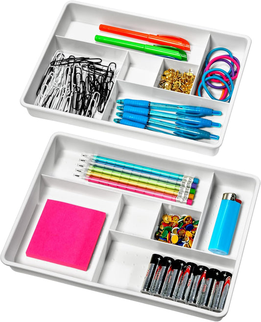 Classic 2 Piece Drawer Organizer, White
