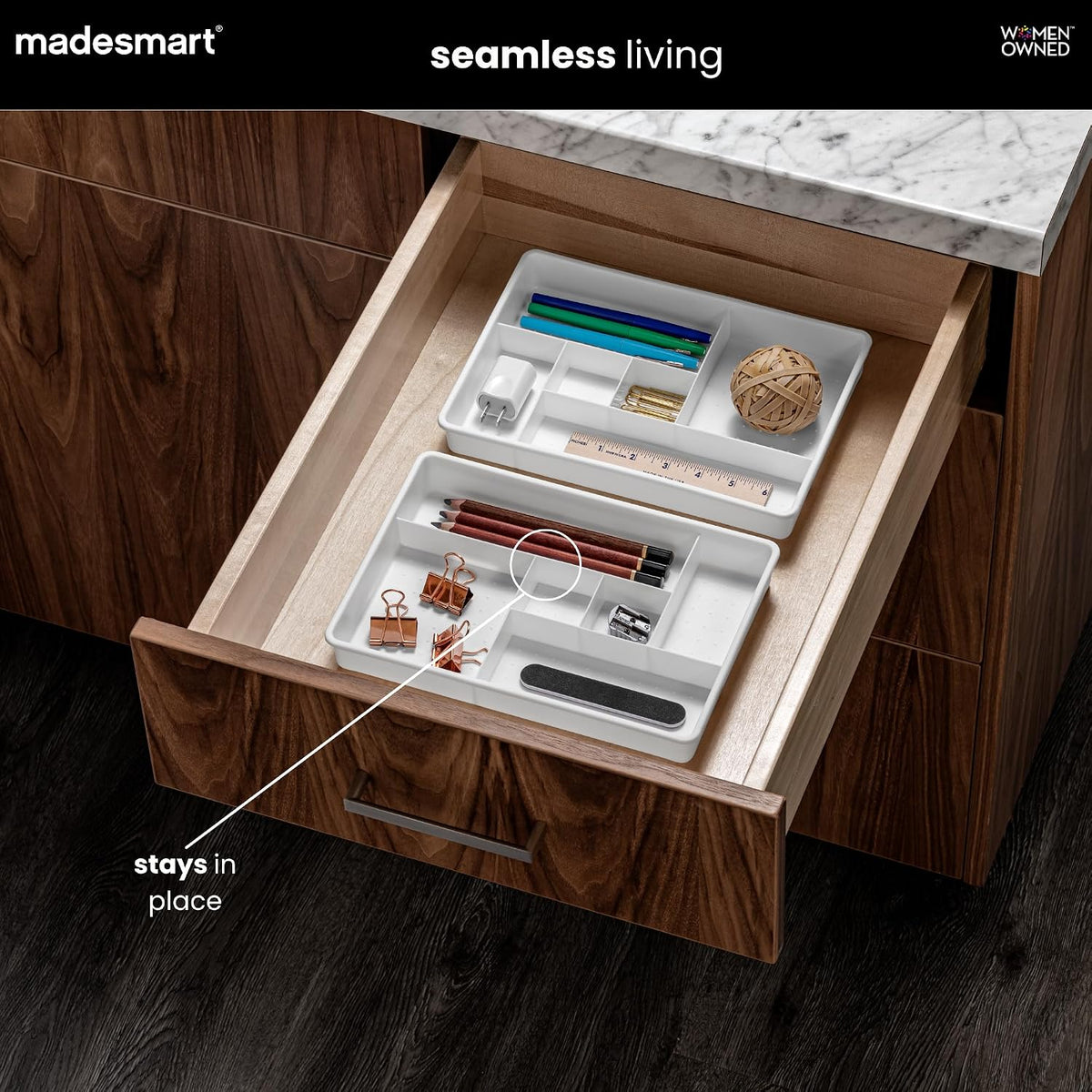 Classic 2 Piece Drawer Organizer, White