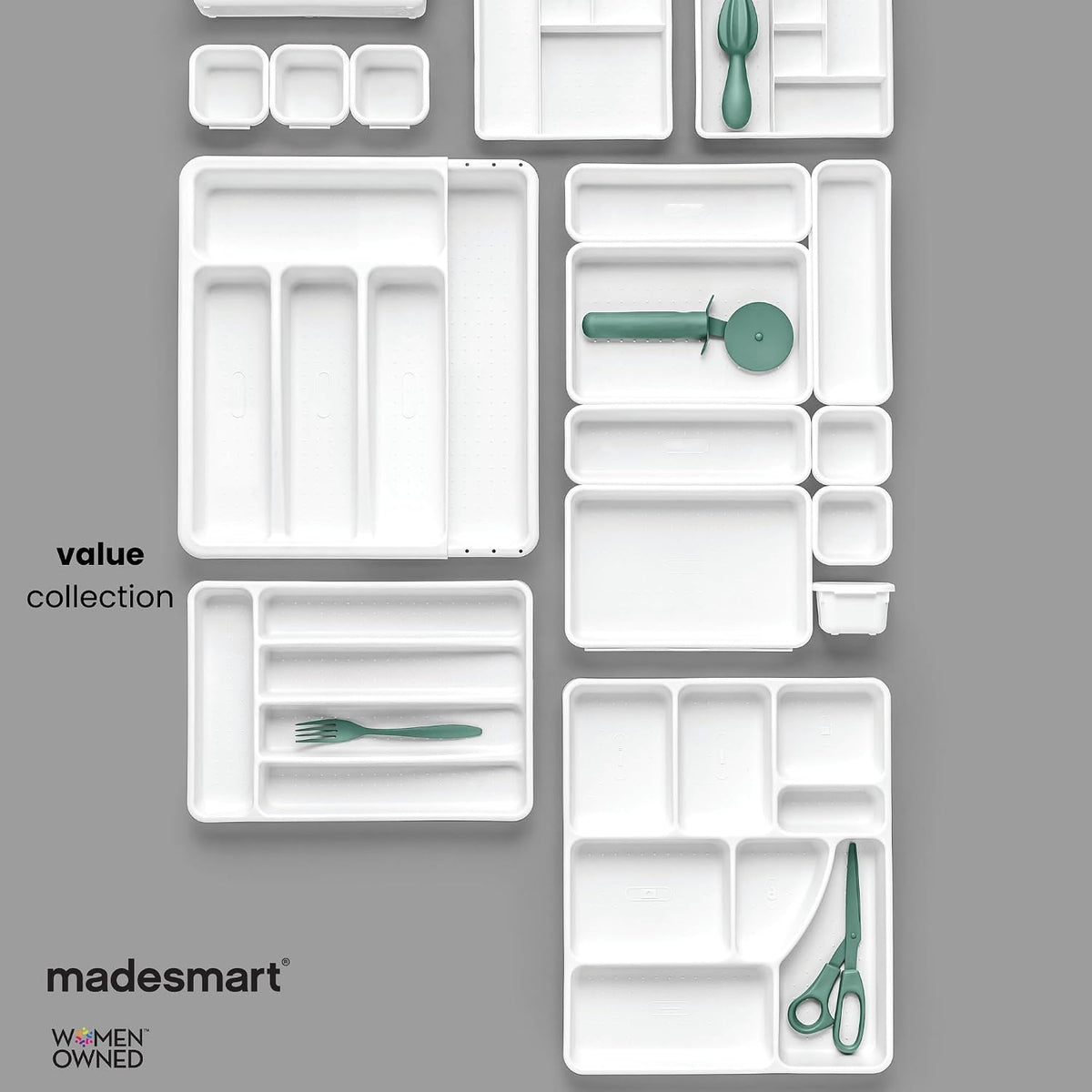 Classic 2 Piece Drawer Organizer, White