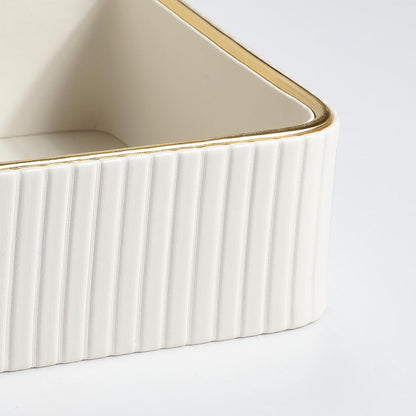 Desk Organizer Tray, PU Leather Nightstand Organizer, Ivory, Small