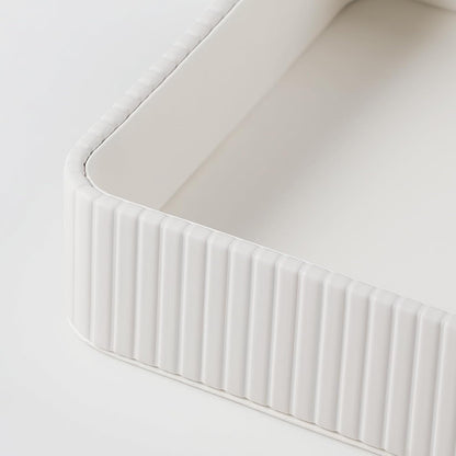 Desk Organizer Tray, PU Leather Nightstand Organizer, Ivory, Small