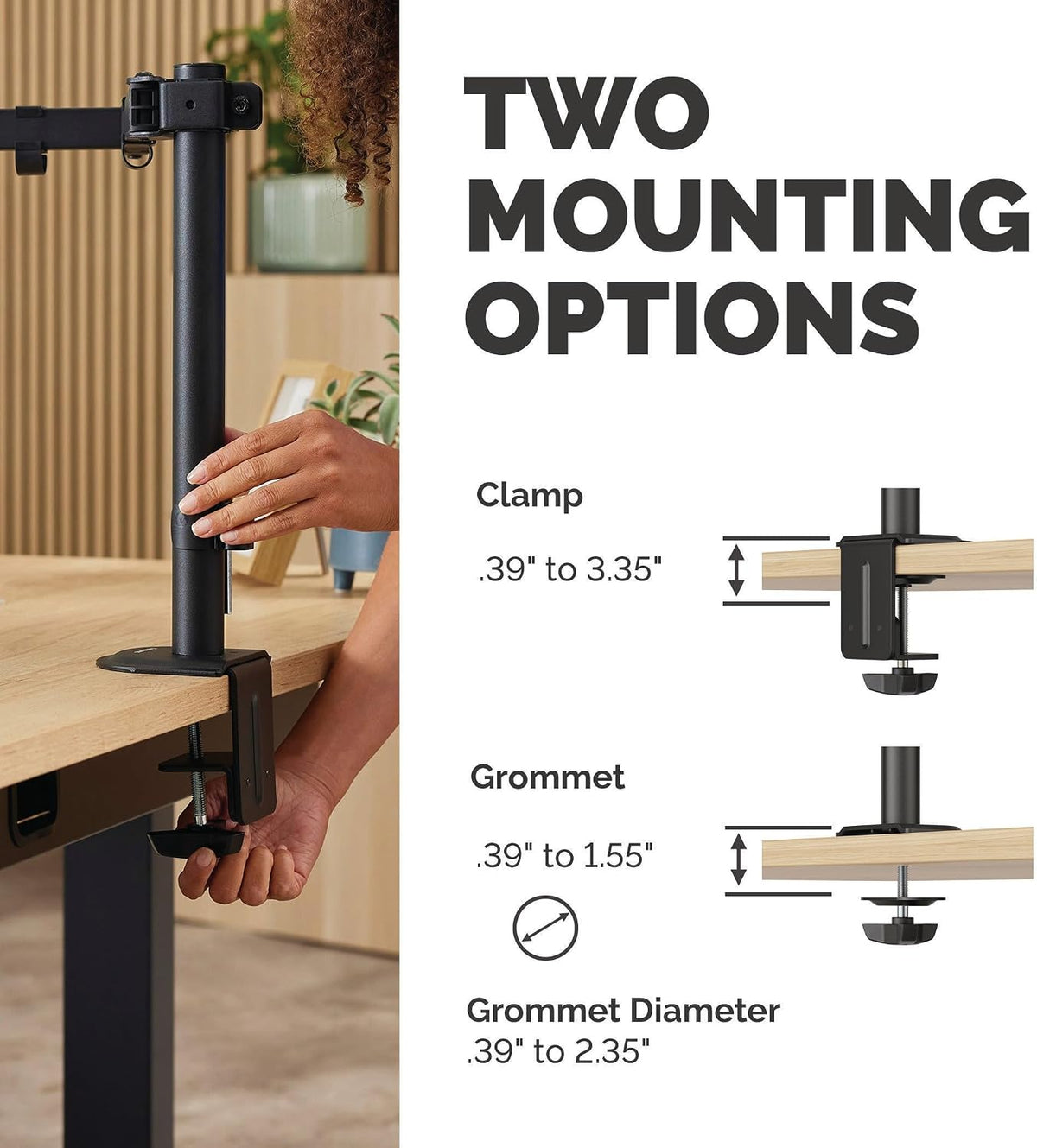 Fellowes Everyday Adjustable Dual Monitor Arm – Holds Two Screens up to 32" (inch) Weighing 19.84 lbs Each, Tilt, Swivel, Rotate, VESA 75/100, Clamp or Grommet Mount, Cable Management