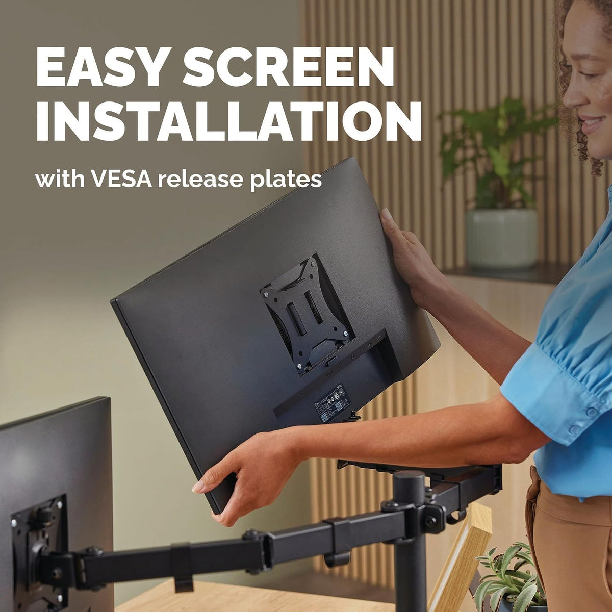 Fellowes Everyday Adjustable Dual Monitor Arm – Holds Two Screens up to 32" (inch) Weighing 19.84 lbs Each, Tilt, Swivel, Rotate, VESA 75/100, Clamp or Grommet Mount, Cable Management
