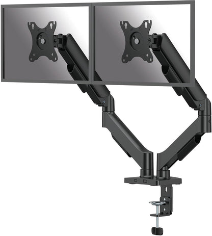 Fellowes Everyday Adjustable Dual Monitor Arm – Holds Two Screens up to 32" (inch) Weighing 19.84 lbs Each, Tilt, Swivel, Rotate, VESA 75/100, Clamp or Grommet Mount, Cable Management