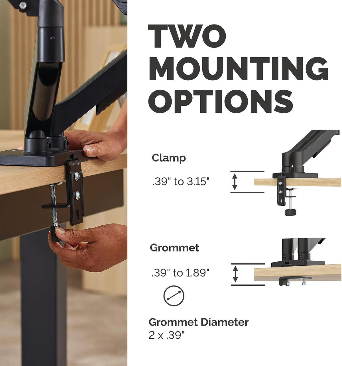 Fellowes Everyday Adjustable Dual Monitor Arm – Holds Two Screens up to 32" (inch) Weighing 19.84 lbs Each, Tilt, Swivel, Rotate, VESA 75/100, Clamp or Grommet Mount, Cable Management