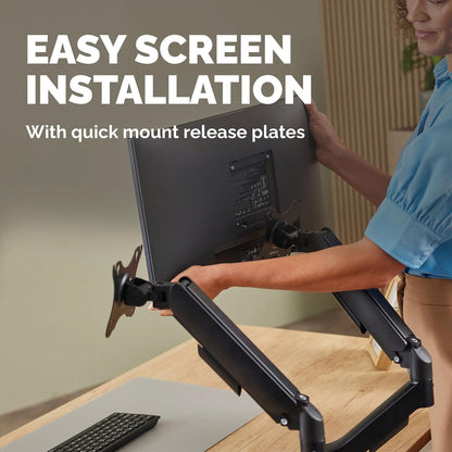 Fellowes Everyday Adjustable Dual Monitor Arm – Holds Two Screens up to 32" (inch) Weighing 19.84 lbs Each, Tilt, Swivel, Rotate, VESA 75/100, Clamp or Grommet Mount, Cable Management