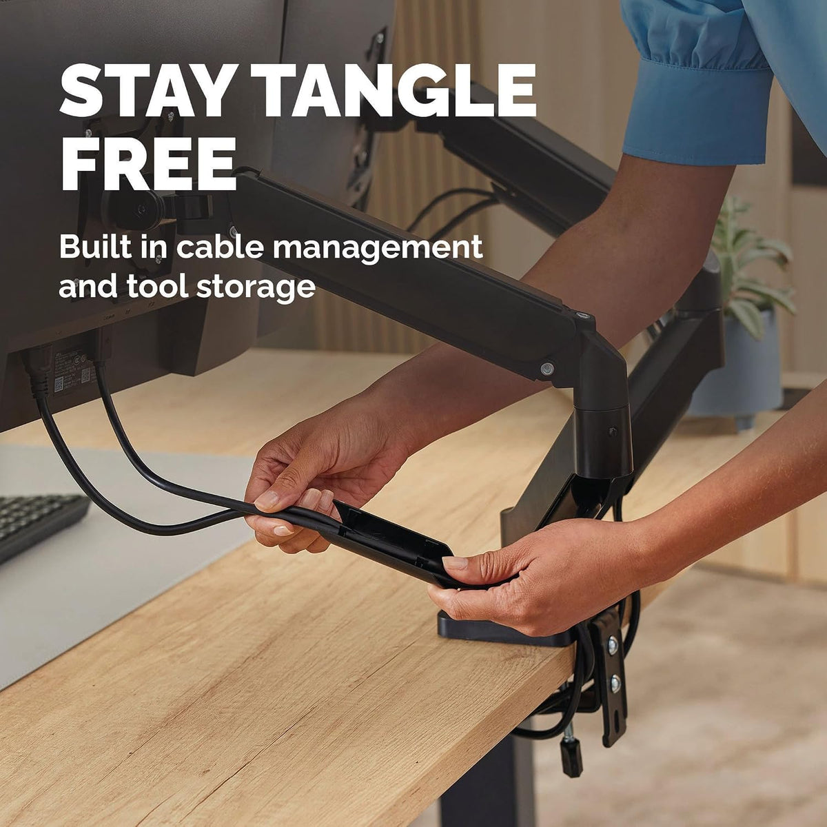 Fellowes Everyday Adjustable Dual Monitor Arm – Holds Two Screens up to 32" (inch) Weighing 19.84 lbs Each, Tilt, Swivel, Rotate, VESA 75/100, Clamp or Grommet Mount, Cable Management