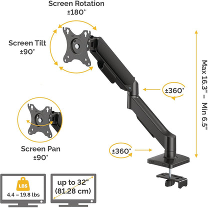 Fellowes Everyday Adjustable Dual Monitor Arm – Holds Two Screens up to 32" (inch) Weighing 19.84 lbs Each, Tilt, Swivel, Rotate, VESA 75/100, Clamp or Grommet Mount, Cable Management