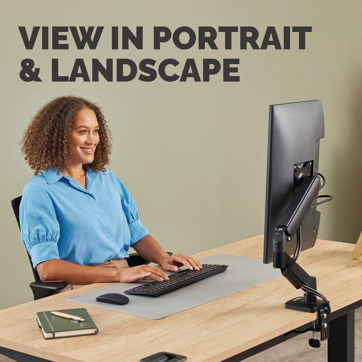 Fellowes Everyday Adjustable Dual Monitor Arm – Holds Two Screens up to 32" (inch) Weighing 19.84 lbs Each, Tilt, Swivel, Rotate, VESA 75/100, Clamp or Grommet Mount, Cable Management