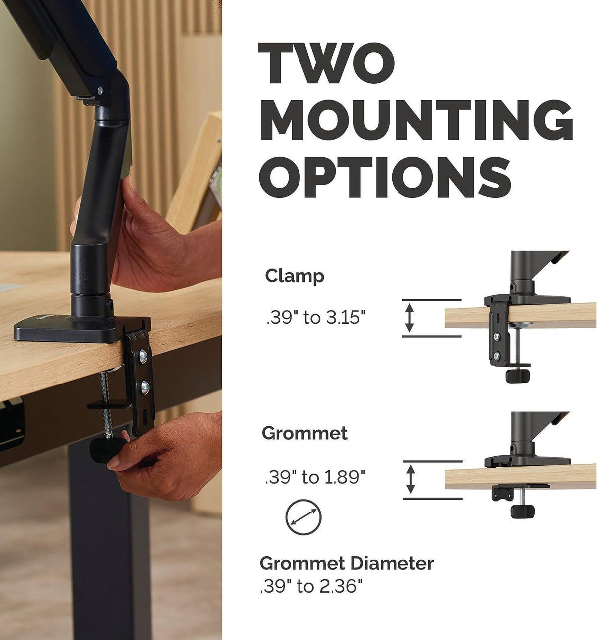 Fellowes Everyday Adjustable Dual Monitor Arm – Holds Two Screens up to 32" (inch) Weighing 19.84 lbs Each, Tilt, Swivel, Rotate, VESA 75/100, Clamp or Grommet Mount, Cable Management