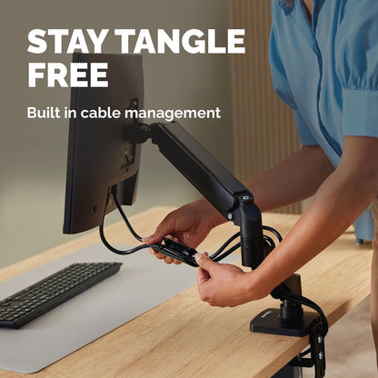 Fellowes Everyday Adjustable Dual Monitor Arm – Holds Two Screens up to 32" (inch) Weighing 19.84 lbs Each, Tilt, Swivel, Rotate, VESA 75/100, Clamp or Grommet Mount, Cable Management