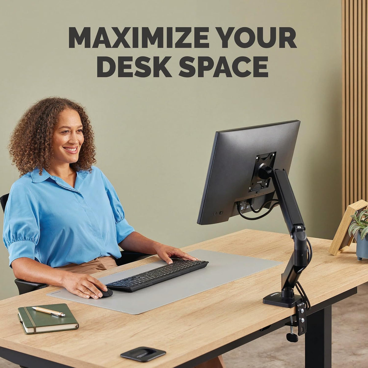 Fellowes Everyday Adjustable Dual Monitor Arm – Holds Two Screens up to 32" (inch) Weighing 19.84 lbs Each, Tilt, Swivel, Rotate, VESA 75/100, Clamp or Grommet Mount, Cable Management