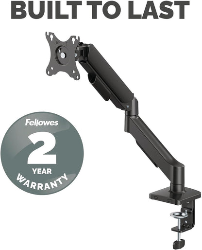 Fellowes Everyday Adjustable Dual Monitor Arm – Holds Two Screens up to 32" (inch) Weighing 19.84 lbs Each, Tilt, Swivel, Rotate, VESA 75/100, Clamp or Grommet Mount, Cable Management