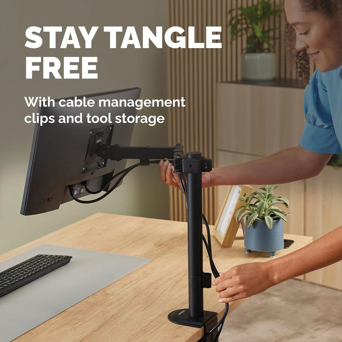Fellowes Everyday Adjustable Dual Monitor Arm – Holds Two Screens up to 32" (inch) Weighing 19.84 lbs Each, Tilt, Swivel, Rotate, VESA 75/100, Clamp or Grommet Mount, Cable Management