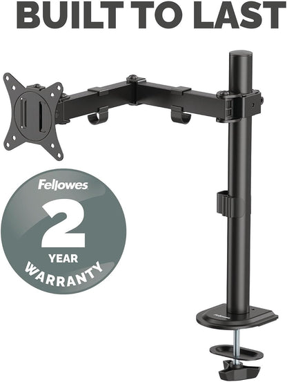 Fellowes Everyday Adjustable Dual Monitor Arm – Holds Two Screens up to 32" (inch) Weighing 19.84 lbs Each, Tilt, Swivel, Rotate, VESA 75/100, Clamp or Grommet Mount, Cable Management