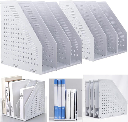 Collapsible Magazine File Holder with 4 Vertical Compartments, Binder Holder for Desk, Desktop Binder Organizer for Notebook, Documents, Book, School Office Supplies(Black)