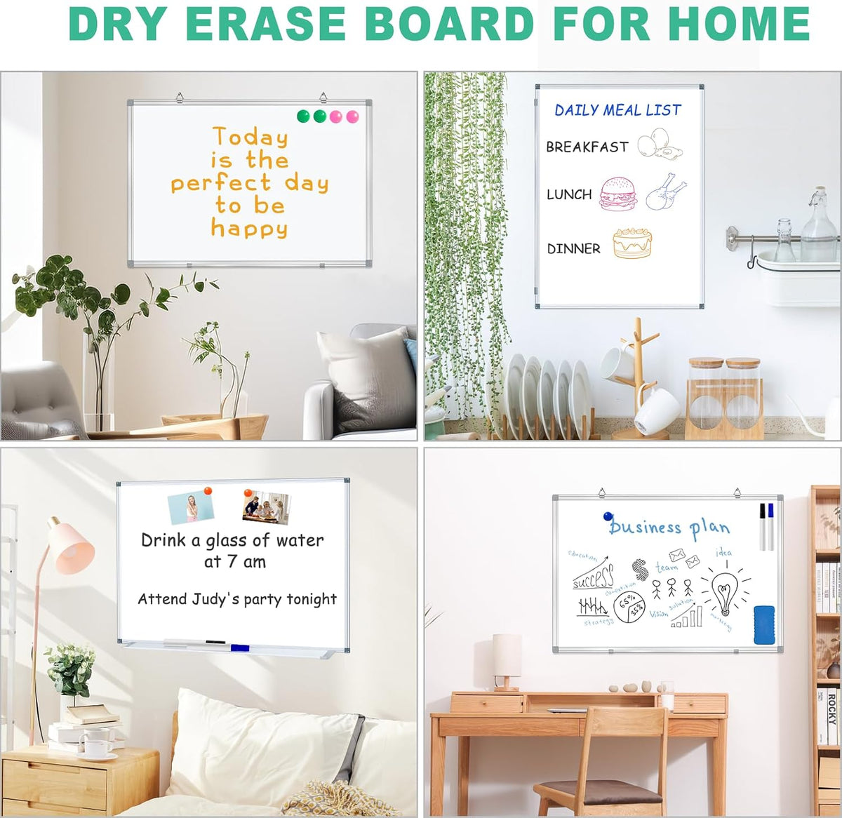 3' x 2' Magnetic Whiteboard Large Dry Erase White Board 36"x24" Aluminum Presentation Whiteboard with Long Pen Tray, 6 Markers, 2 Erasers &12 Magnets