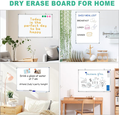 3' x 2' Magnetic Whiteboard Large Dry Erase White Board 36"x24" Aluminum Presentation Whiteboard with Long Pen Tray, 6 Markers, 2 Erasers &12 Magnets