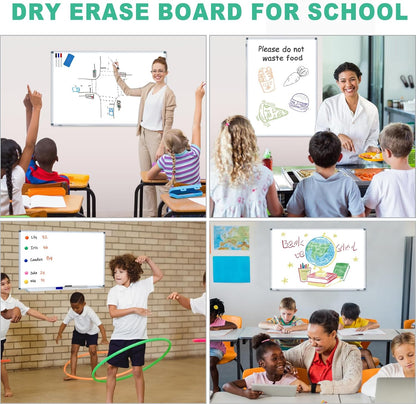 3' x 2' Magnetic Whiteboard Large Dry Erase White Board 36"x24" Aluminum Presentation Whiteboard with Long Pen Tray, 6 Markers, 2 Erasers &12 Magnets