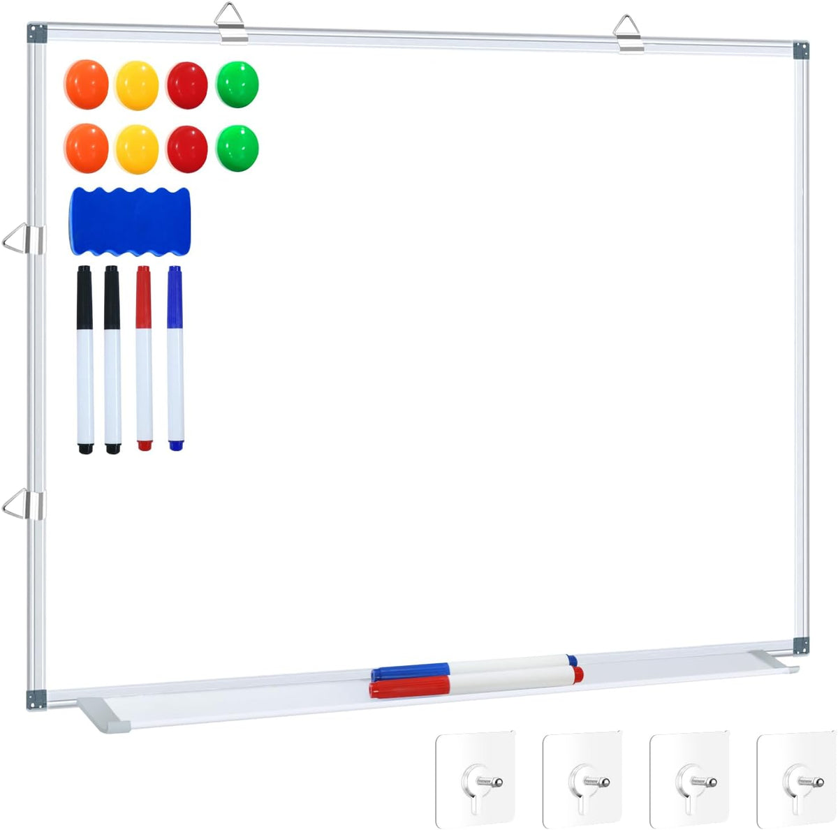 3' x 2' Magnetic Whiteboard Large Dry Erase White Board 36"x24" Aluminum Presentation Whiteboard with Long Pen Tray, 6 Markers, 2 Erasers &12 Magnets