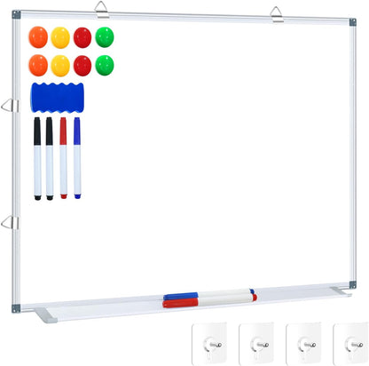 3' x 2' Magnetic Whiteboard Large Dry Erase White Board 36"x24" Aluminum Presentation Whiteboard with Long Pen Tray, 6 Markers, 2 Erasers &12 Magnets