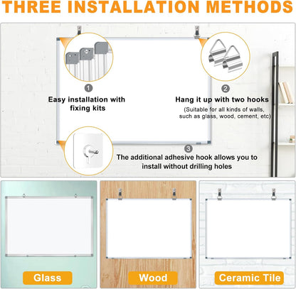 3' x 2' Magnetic Whiteboard Large Dry Erase White Board 36"x24" Aluminum Presentation Whiteboard with Long Pen Tray, 6 Markers, 2 Erasers &12 Magnets