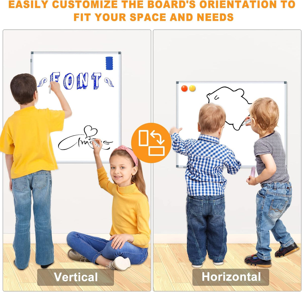 3' x 2' Magnetic Whiteboard Large Dry Erase White Board 36"x24" Aluminum Presentation Whiteboard with Long Pen Tray, 6 Markers, 2 Erasers &12 Magnets