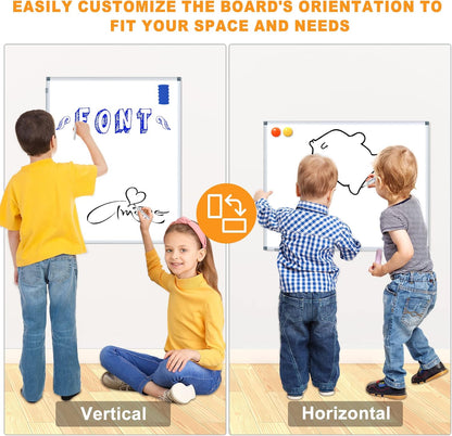 3' x 2' Magnetic Whiteboard Large Dry Erase White Board 36"x24" Aluminum Presentation Whiteboard with Long Pen Tray, 6 Markers, 2 Erasers &12 Magnets