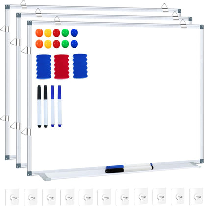 3' x 2' Magnetic Whiteboard Large Dry Erase White Board 36"x24" Aluminum Presentation Whiteboard with Long Pen Tray, 6 Markers, 2 Erasers &12 Magnets