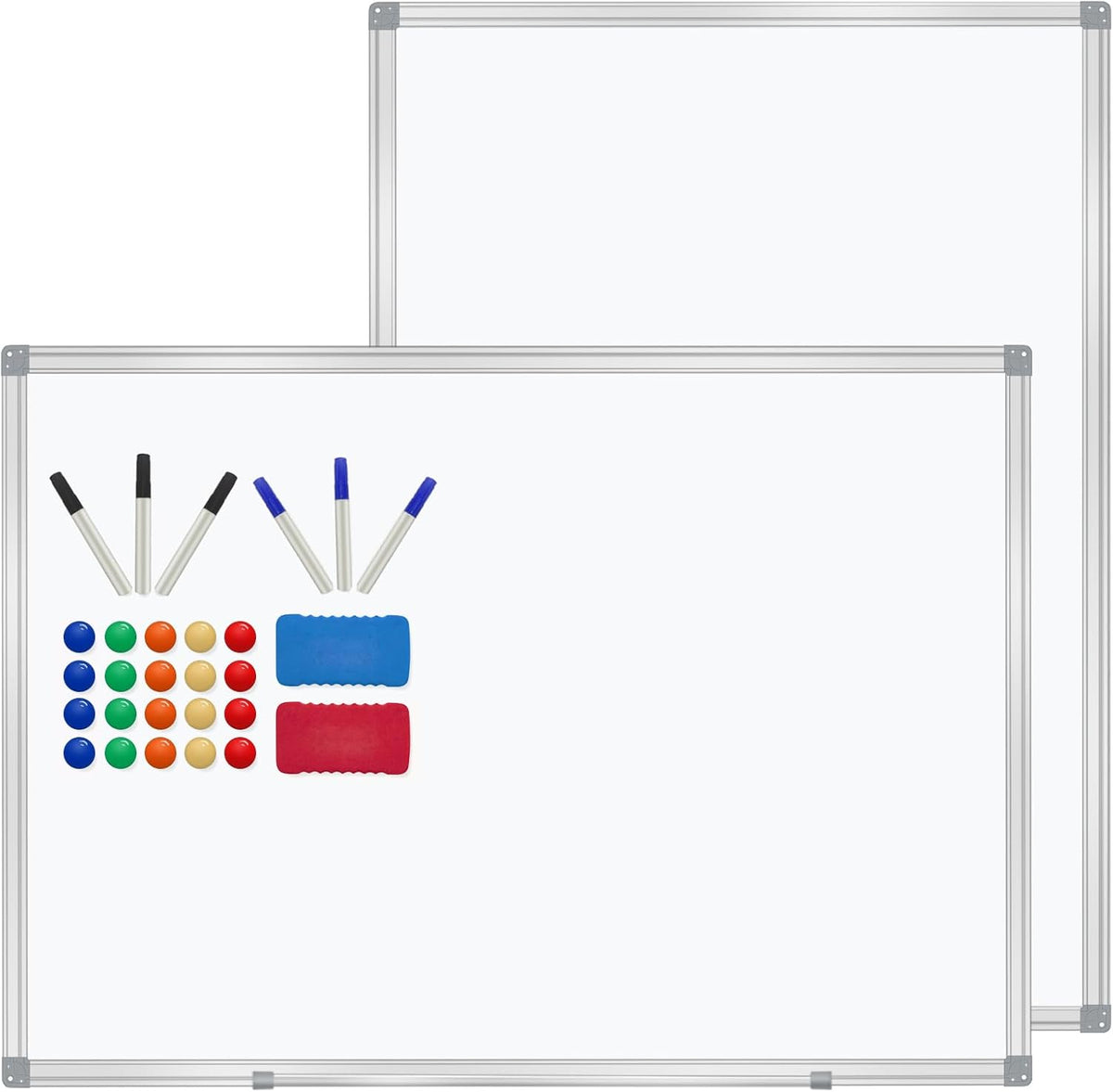 3' x 2' Magnetic Whiteboard Large Dry Erase White Board 36"x24" Aluminum Presentation Whiteboard with Long Pen Tray, 6 Markers, 2 Erasers &12 Magnets