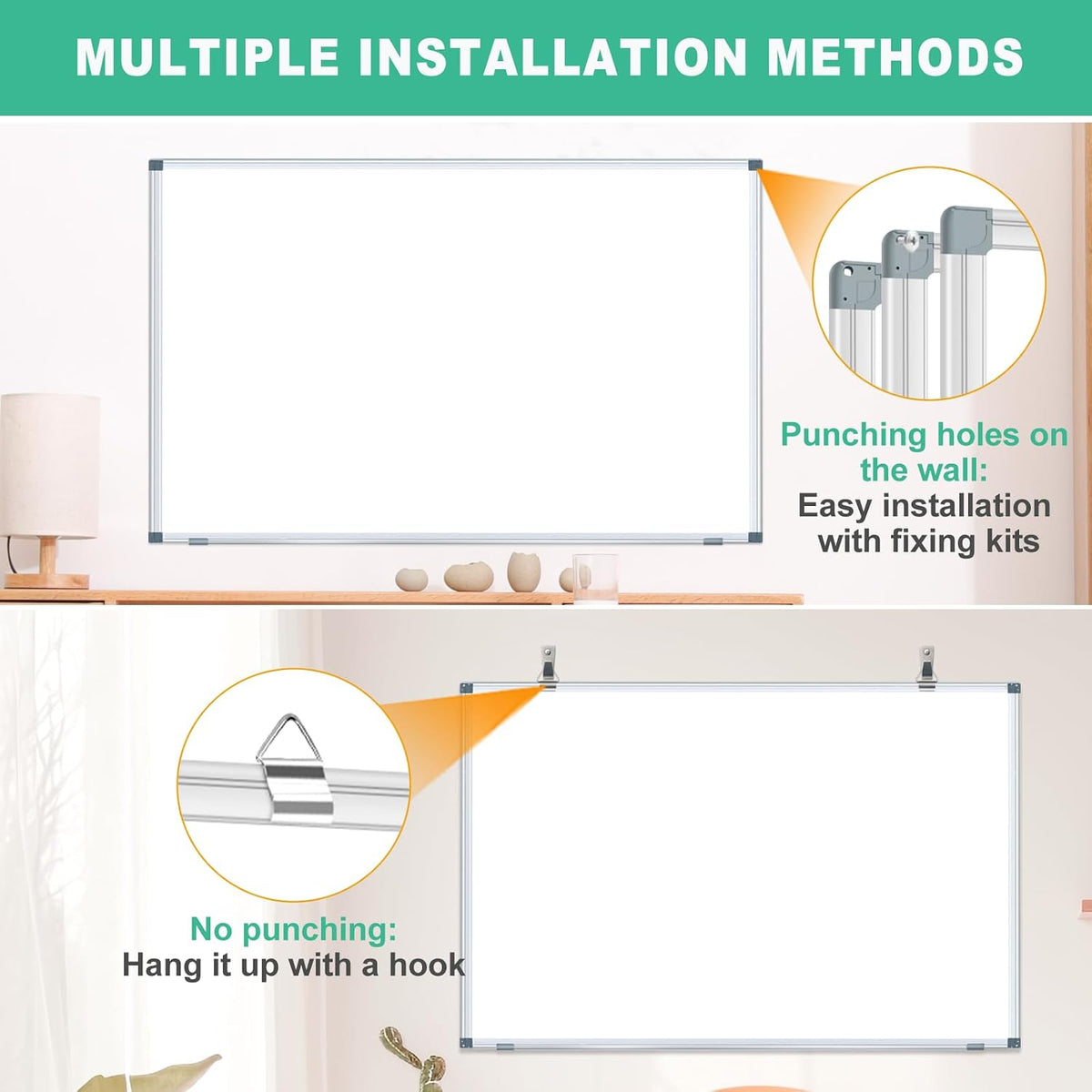 3' x 2' Magnetic Whiteboard Large Dry Erase White Board 36"x24" Aluminum Presentation Whiteboard with Long Pen Tray, 6 Markers, 2 Erasers &12 Magnets